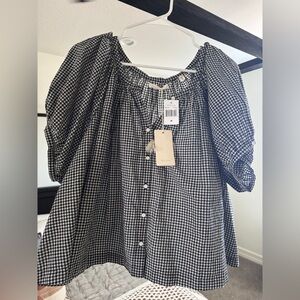 DÔEN - La Maddalena Gingham - June Blouse - Medium - NWT
